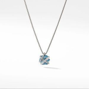 David Yurman Cable Wrap Necklace with Blue Topaz and Pavé Diamonds - never worn